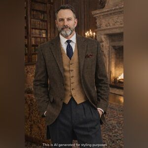 Hart Schaffner Marx Sport Coat Mens 40R Brown Plaid Wool Jacket 3 Button